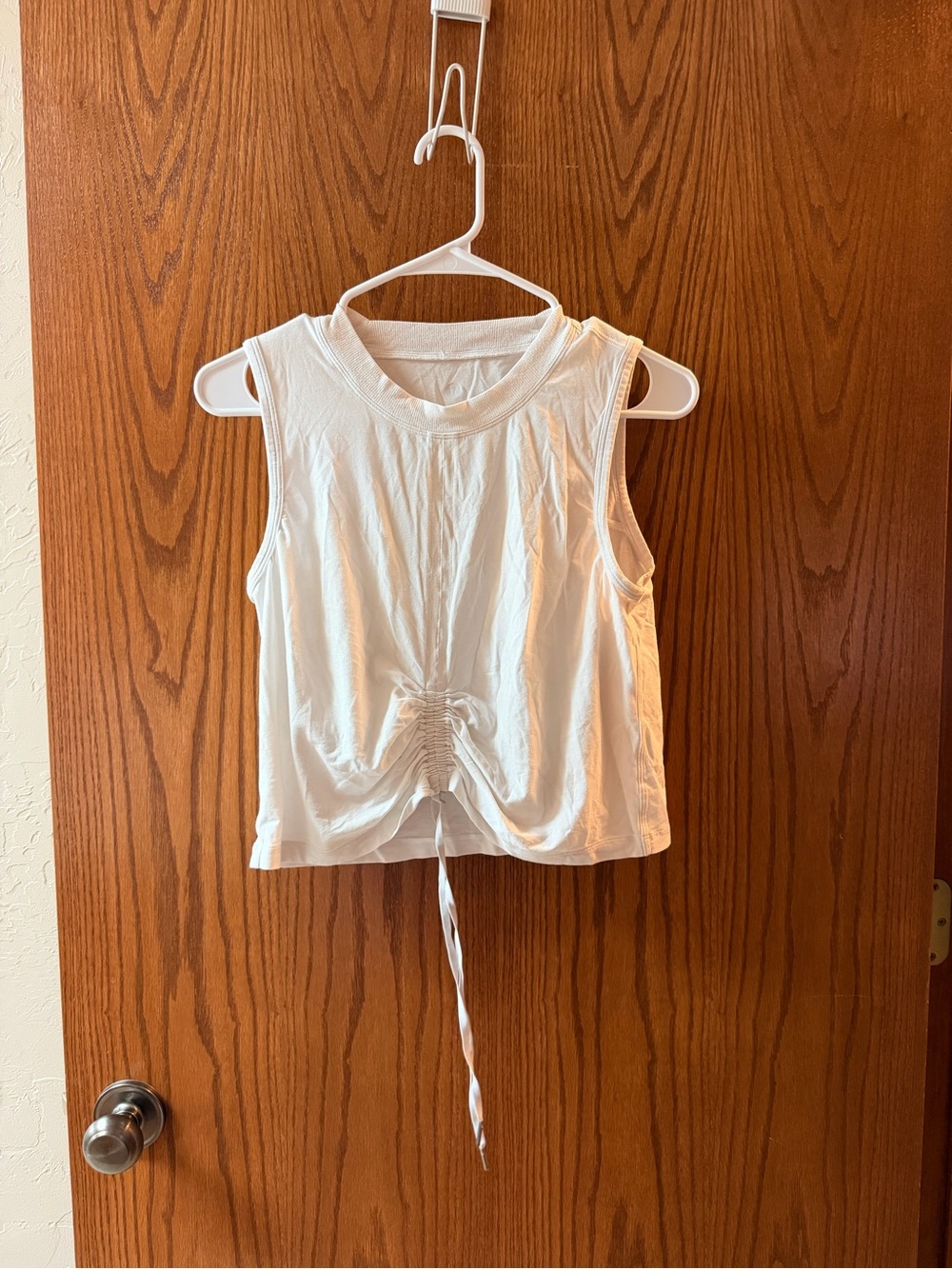 lululemon athletica White Sleeveless Ruched Front Tank